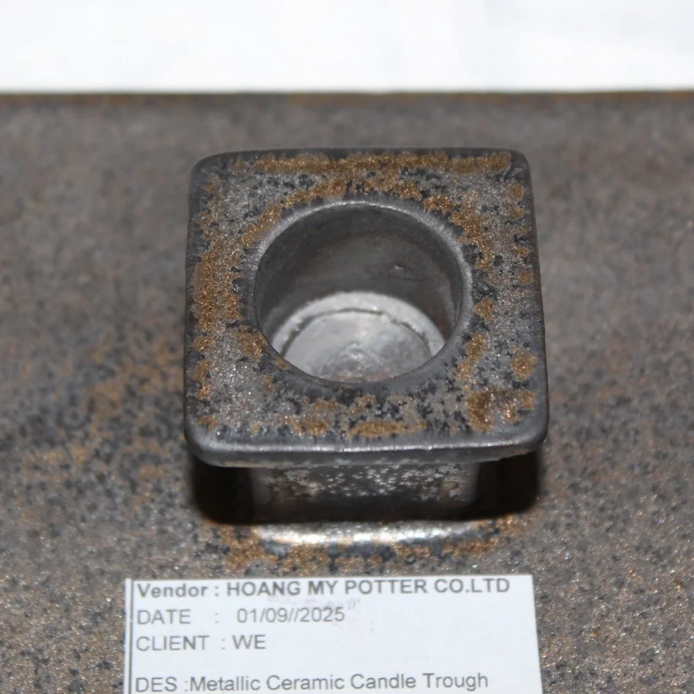 West Elm Metallic Ceramic Candle Trough. Open Box.